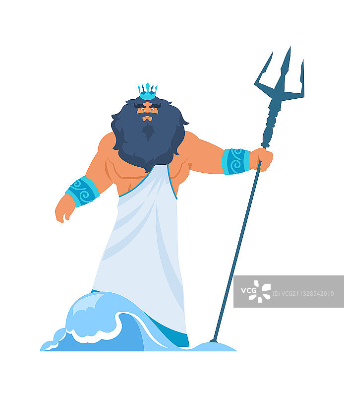 海神波塞冬或尼普顿希腊神话中的络腮胡男人图片素材