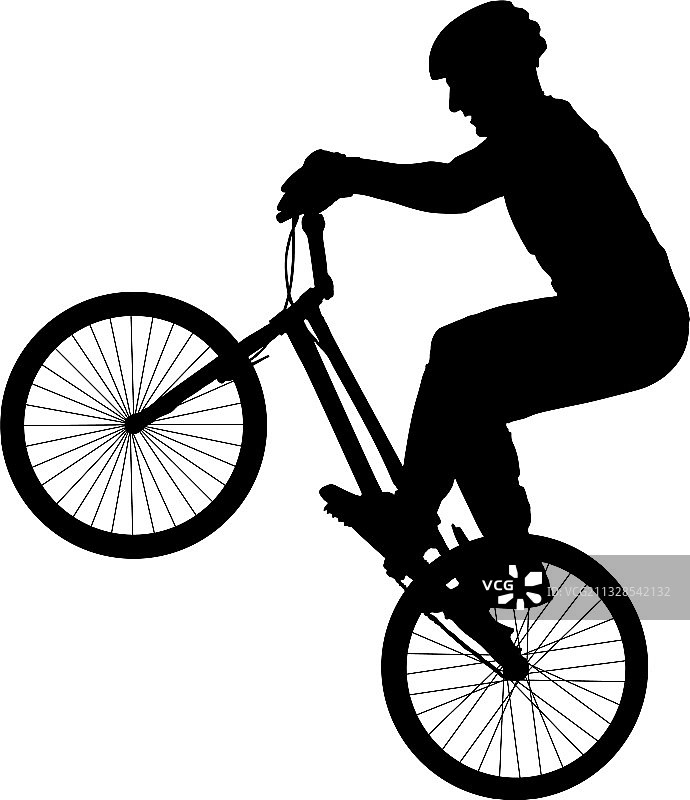 骑行者表演特技剪影图片素材