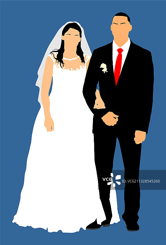 穿着礼服和西装的新郎和新娘婚礼日图片素材