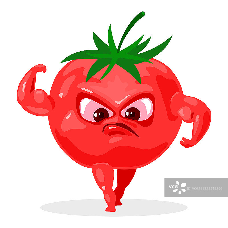 卡通强壮的成熟番茄角色图片素材