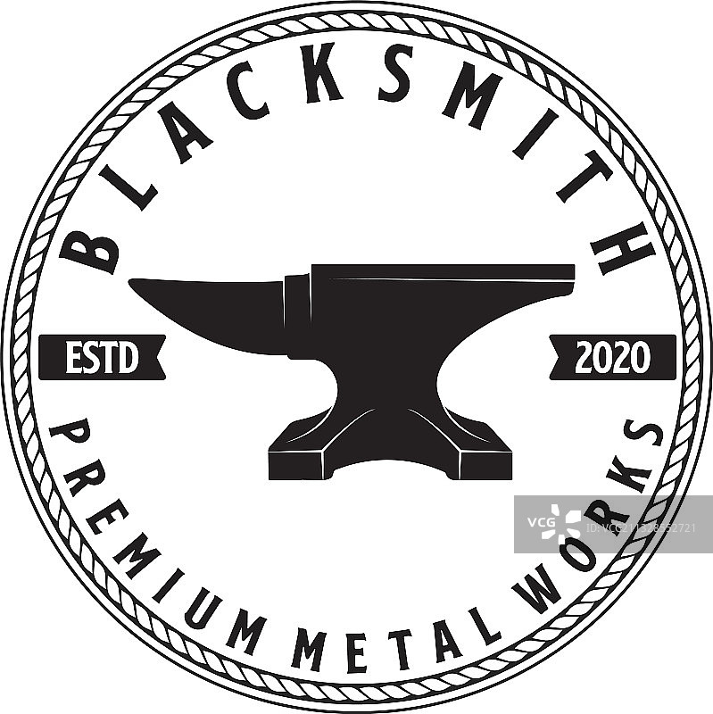 铁匠锻造砧和锤子标志设计图片素材