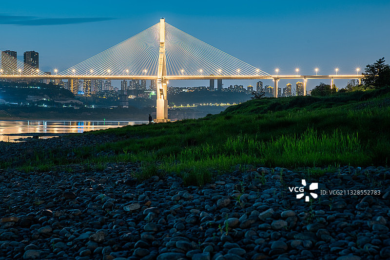 重庆马桑溪长江大桥夜景图片素材
