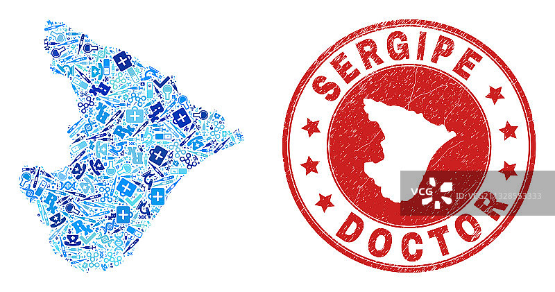 医疗保健接种马赛克塞尔希培州地图图片素材