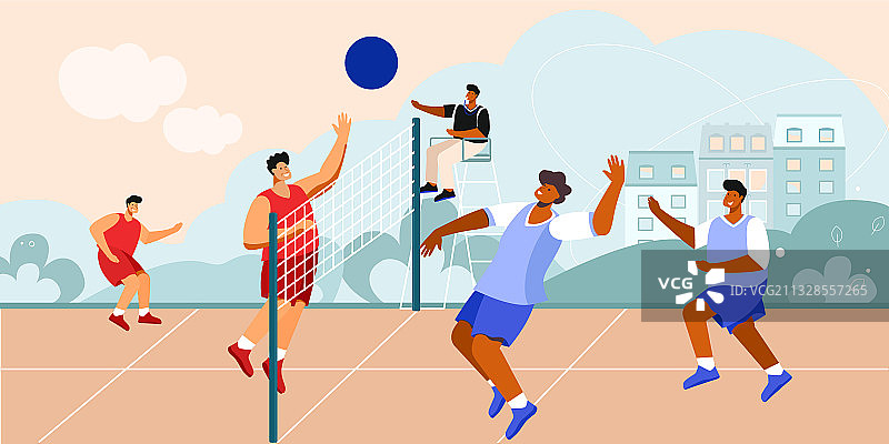 公共排球场构图图片素材