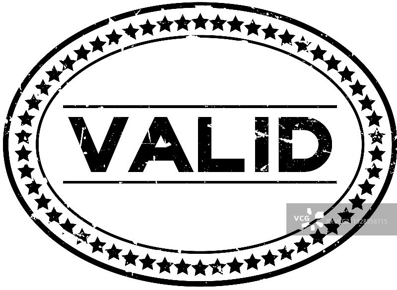 黑色Grunge风格“有效”词语椭圆形橡胶印章图片素材