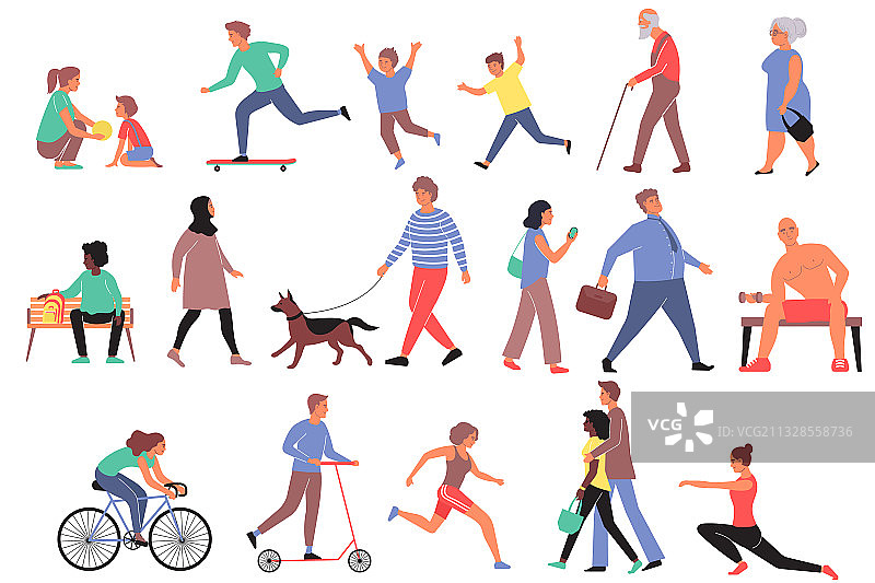 步行人物扁平素材图片素材