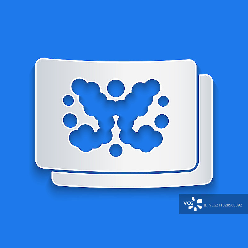 蓝色背景上的剪纸罗夏墨迹测试图标图片素材