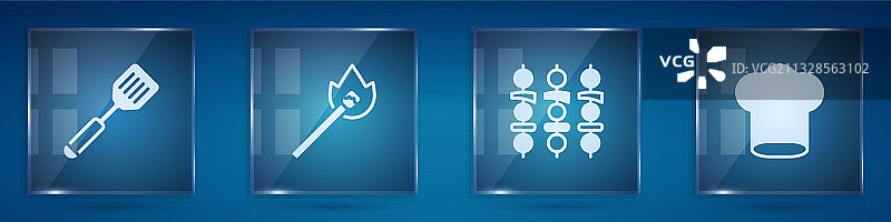 铲子燃烧的火柴与烤架套装图片素材