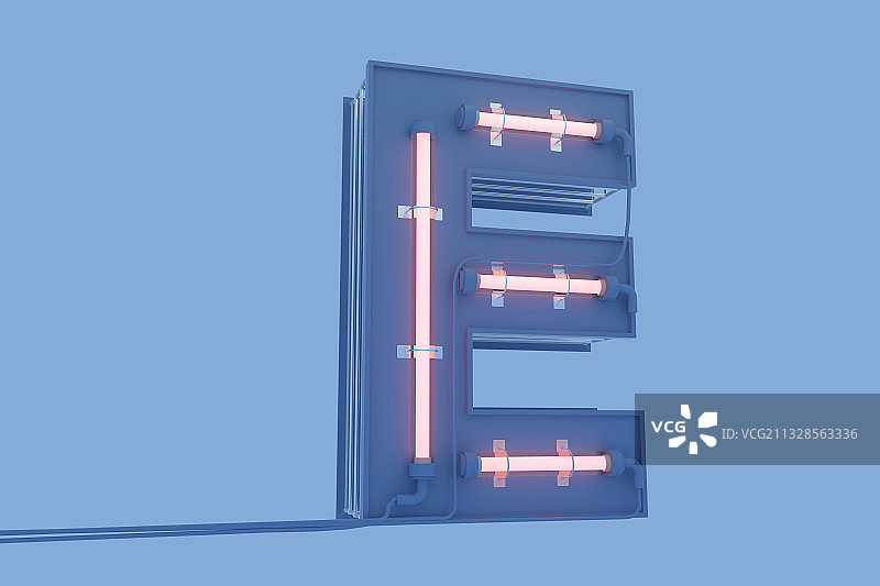 霓虹灯，三维图形，英文字母，夜晚，金属图片素材