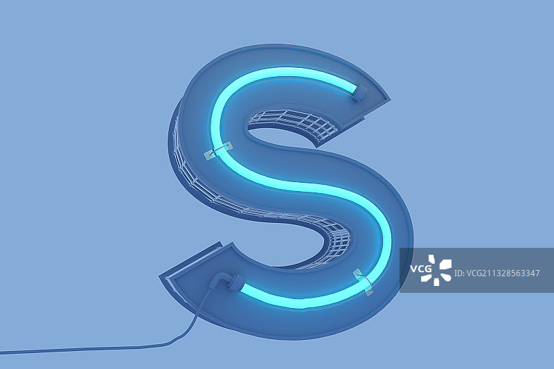 霓虹灯，三维图形，英文字母，夜晚，金属图片素材