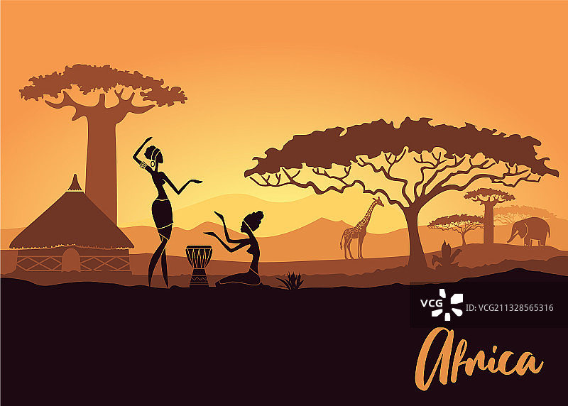 非洲背景下的部落妇女图片素材