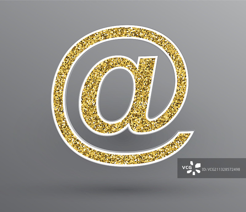 金色闪光电子邮件@符号图片素材