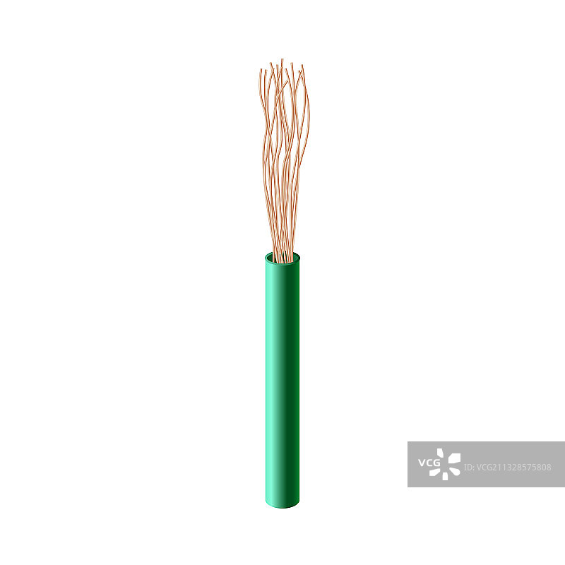 带有裸露铜线的切开电缆图片素材