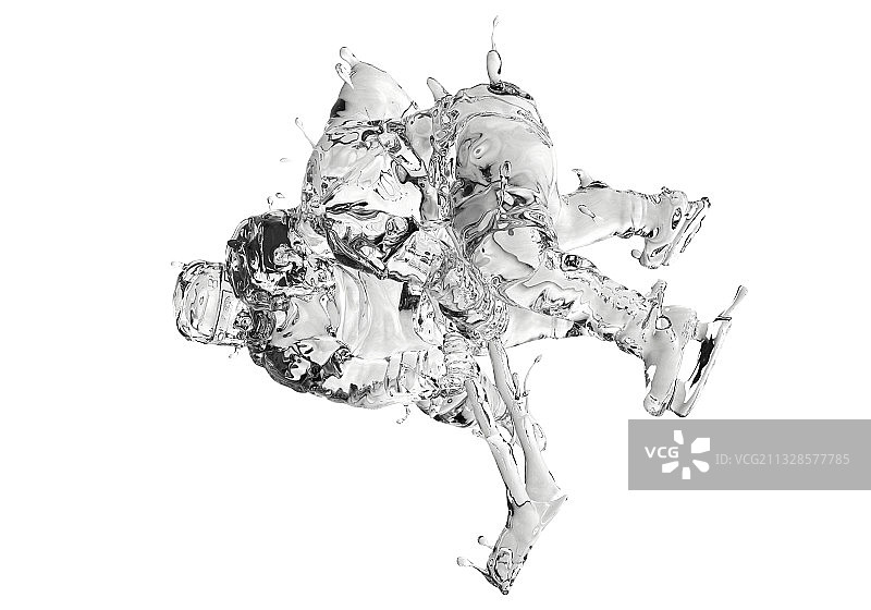 水质感冰球运动双人图片素材