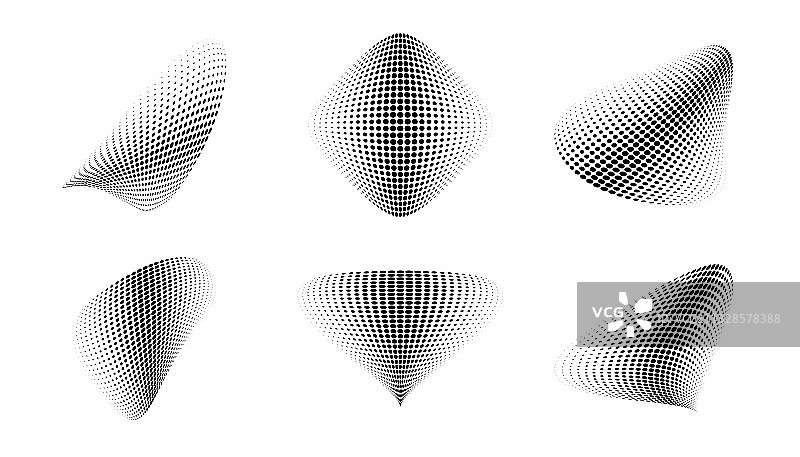半色调圆点曲线3D标志合集图片素材
