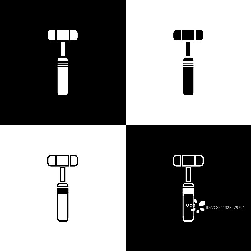 黑色背景上的神经科反射锤图标图片素材