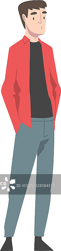 穿着休闲服装站立的年轻男人图片素材