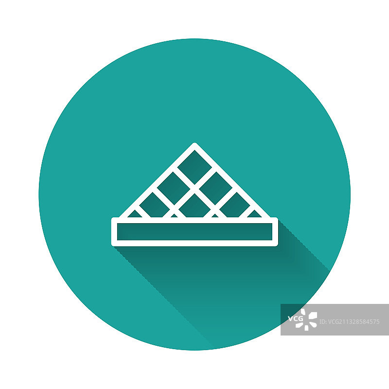 白色线条卢浮宫玻璃金字塔图标，带长阴影图片素材