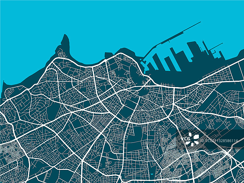 卡萨布兰卡市线性地图图片素材