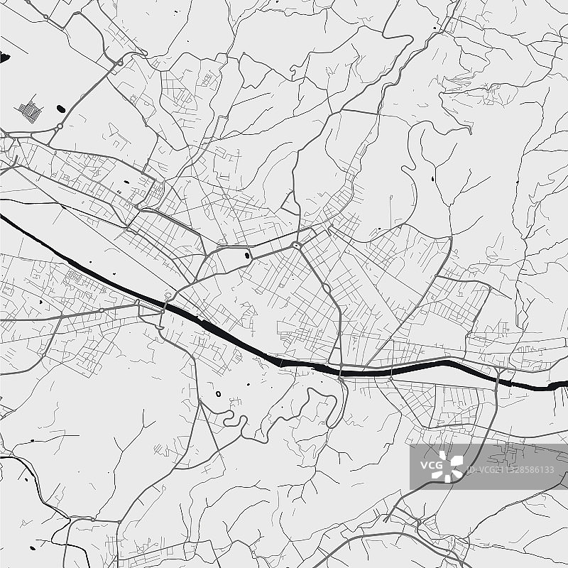 佛罗伦萨城市地图海报（灰度）图片素材