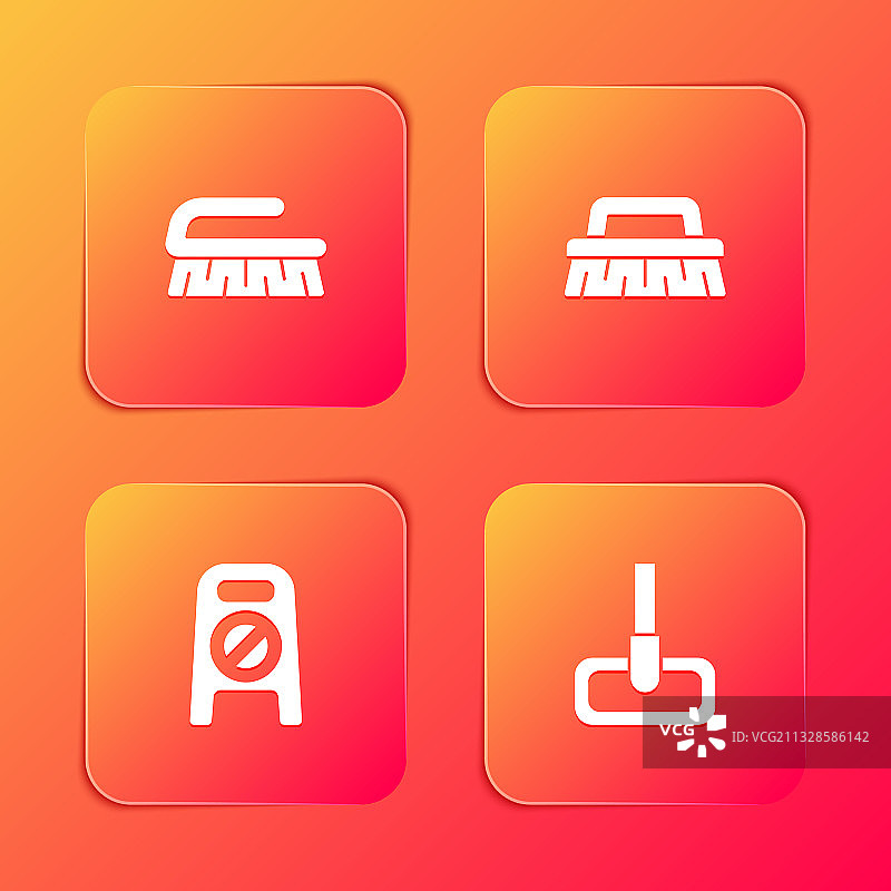 用于清洁湿地板的刷子套装图片素材