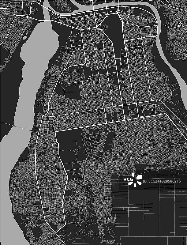 突尼斯城市地图海报（灰度街景）图片素材