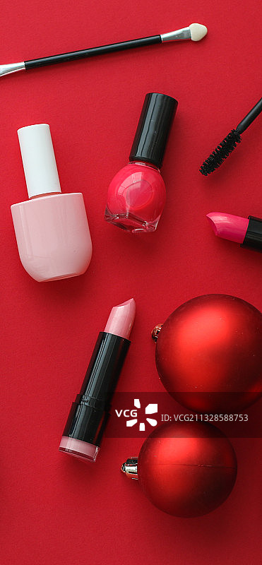化妆品和化妆品产品集美容品牌圣诞销售图片素材