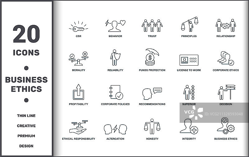 商业道德图标集图片素材