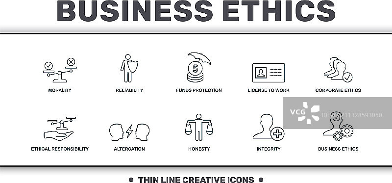 商业道德图标集图片素材