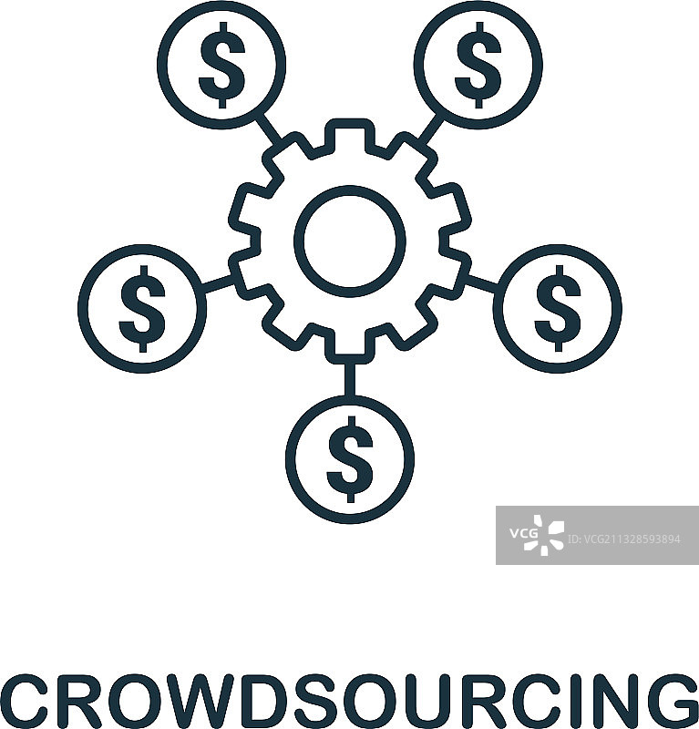 众包轮廓图标细线概念图片素材