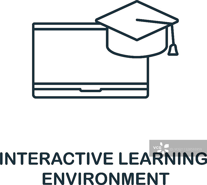 互动学习环境轮廓图标图片素材
