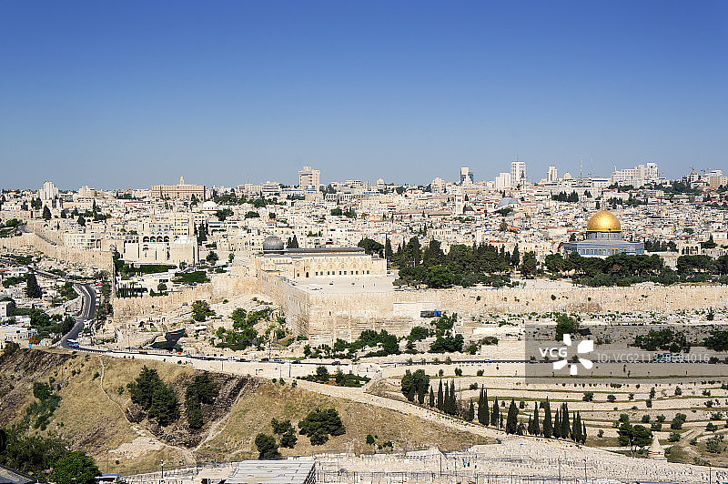 以色列耶路撒冷，位于老城圣殿山的阿克萨清真寺图片素材