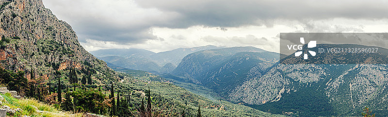 福基达山脉全景，希腊图片素材