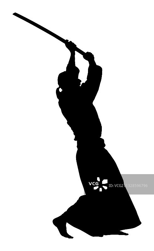 白色背景上孤立的合气道战士轮廓图片素材