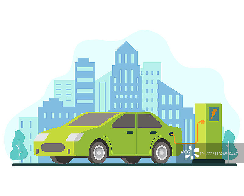 环保汽车充电站电动加油绿色图片素材