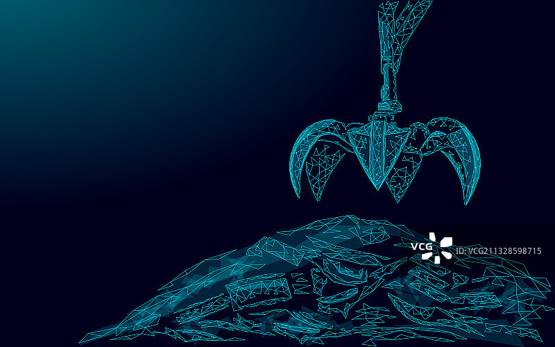 3D低多边形废弃吊车机械臂图片素材