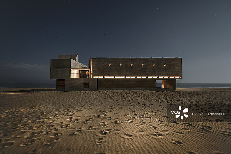 秦皇岛 阿那亚 孤独图书馆夜图片素材