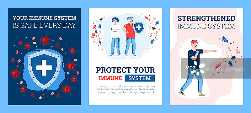 具有免疫系统防御功能的卡片套装图片素材