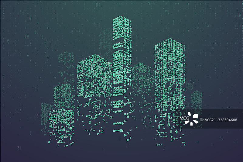 未来城市形态的粒子光芒图片素材