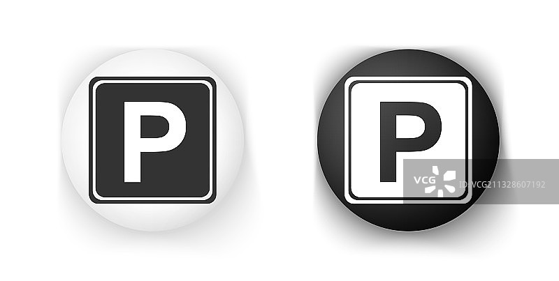 隔离的黑白停车标志图标图片素材