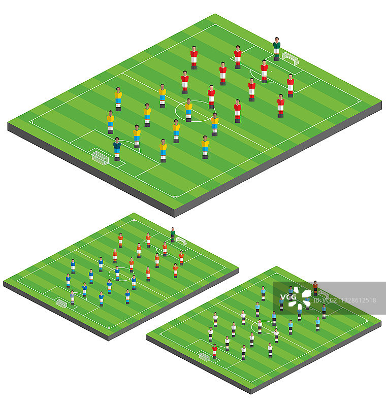 带有彩色球员的足球场图片素材