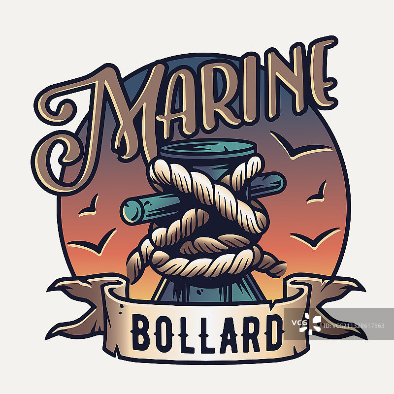 航海船用系泊柱绳结图片素材