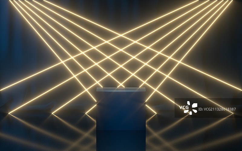 抽象发光线条与窗帘背景 3D渲染图片素材