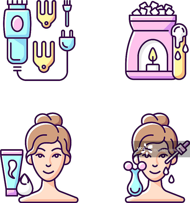 美容护理电器RGB颜色图标集图片素材