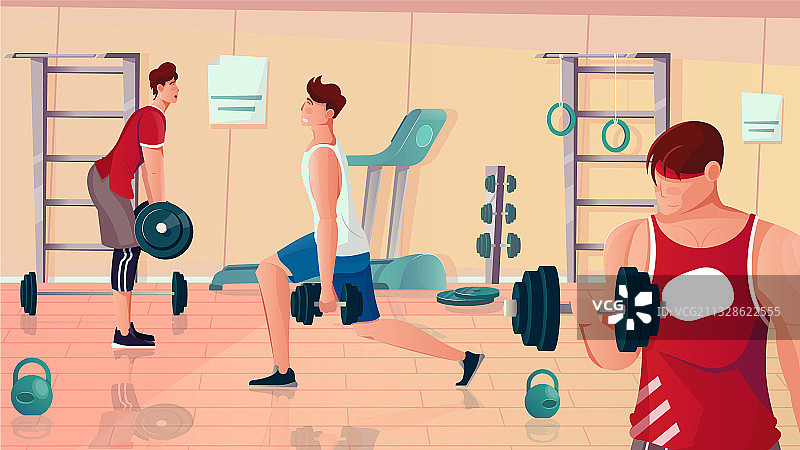 健身健美扁平风格构图图片素材