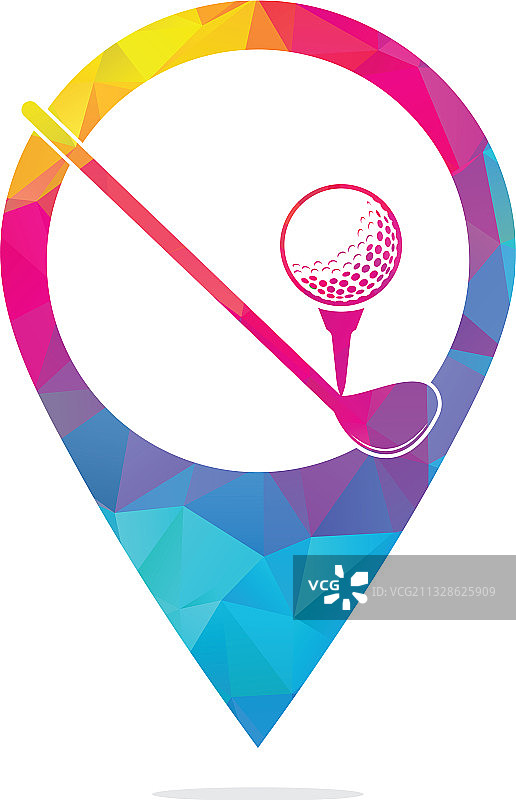 高尔夫球杆和地图指针Logo图片素材