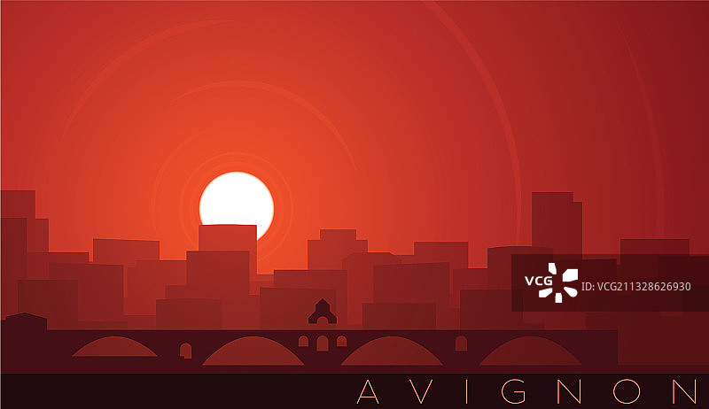 阿维尼翁低日天际线图片素材