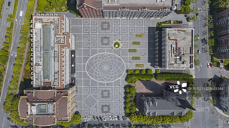 上海荷兰小镇欧式广场航拍图片素材