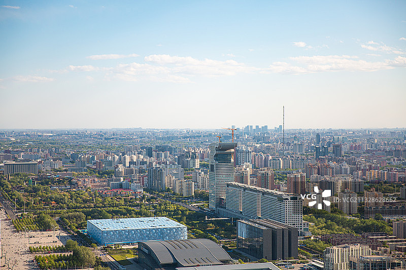 五一期间北京首都城市全景鸟巢水立方cbd商务区图片素材