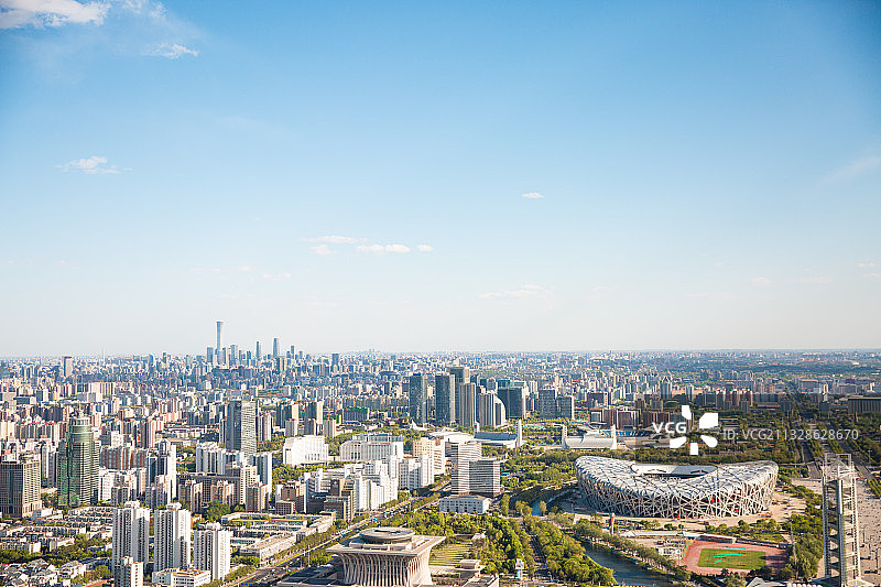 五一期间北京首都城市全景鸟巢水立方cbd商务区图片素材